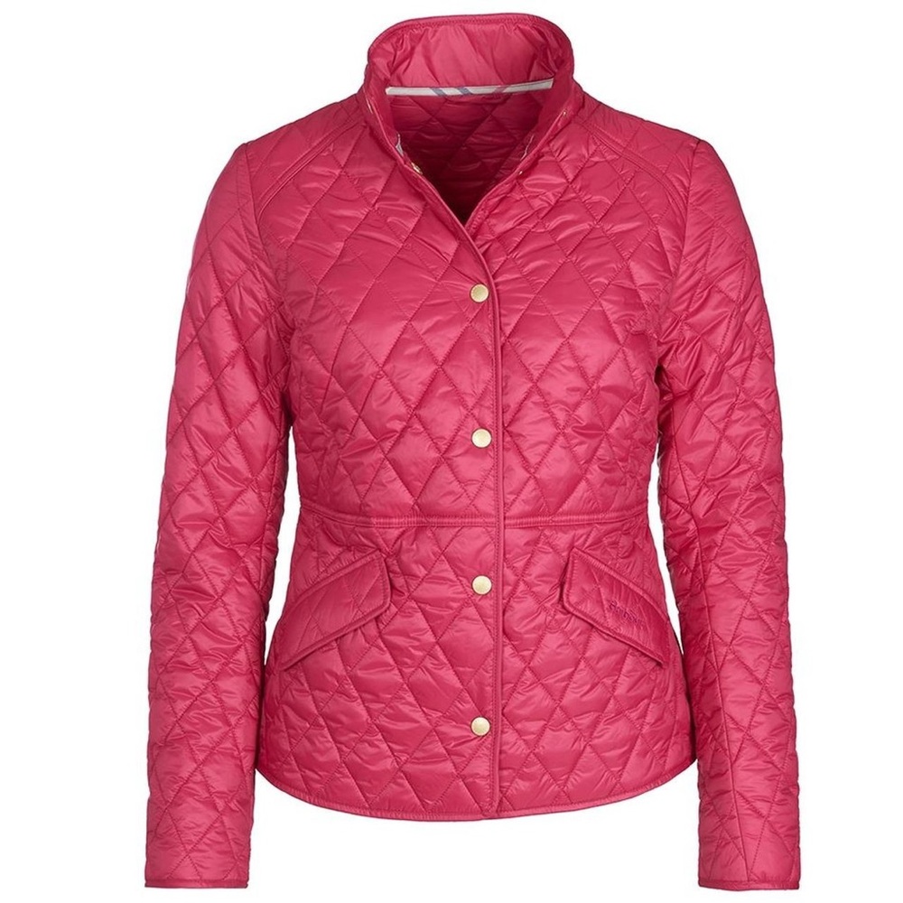 Barbour The Annis Quilted Puffer Jacket in Magenta, size 4